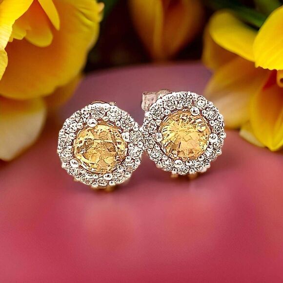 Natural Sapphire Diamond Stud Earrings 14k W Gold 2.84 TCW Certified 215620 - Picture 1 of 10